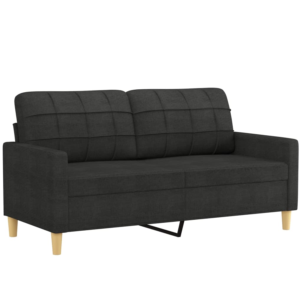 2-Sitzer-Sofa mit Zierkissen Schwarz 140 cm Stoff