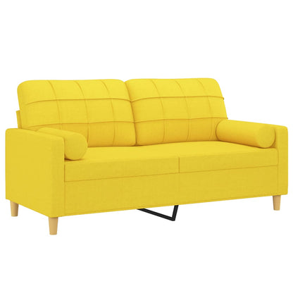 2-Sitzer-Sofa mit Zierkissen Hellgelb 140 cm Stoff