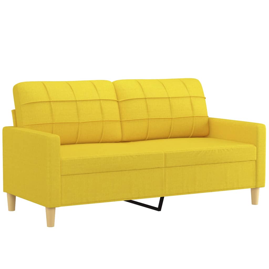 2-Sitzer-Sofa mit Zierkissen Hellgelb 140 cm Stoff