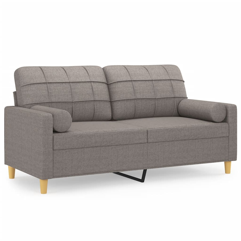 2-Sitzer-Sofa mit Zierkissen Taupe 140 cm Stoff