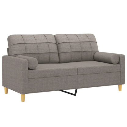 2-Sitzer-Sofa mit Zierkissen Taupe 140 cm Stoff