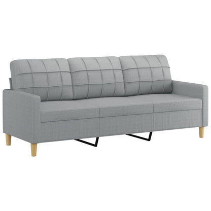 3-Sitzer-Sofa mit Zierkissen Hellgrau 180 cm Stoff