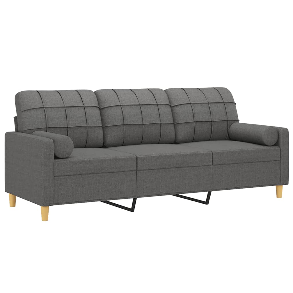 3-Sitzer-Sofa mit Zierkissen Dunkelgrau 180 cm Stoff