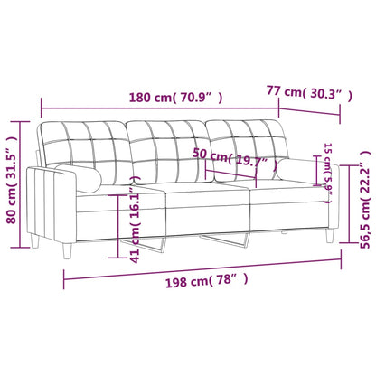 3-Sitzer-Sofa mit Zierkissen Dunkelgrau 180 cm Stoff