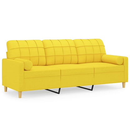 3-Sitzer-Sofa mit Zierkissen Hellgelb 180 cm Stoff