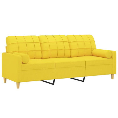 3-Sitzer-Sofa mit Zierkissen Hellgelb 180 cm Stoff