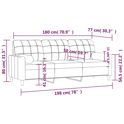 3-Sitzer-Sofa mit Zierkissen Hellgelb 180 cm Stoff