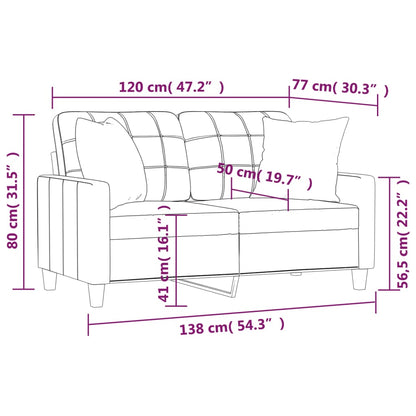 2-Sitzer-Sofa mit Zierkissen Grau 120 cm Kunstleder