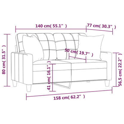 2-Sitzer-Sofa mit Zierkissen Grau 140 cm Kunstleder