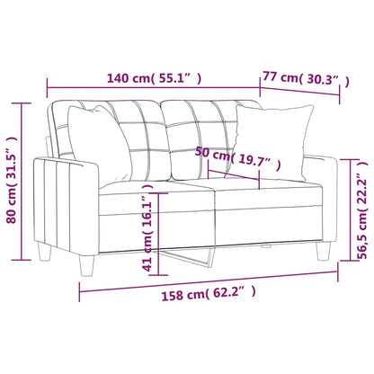 2-Sitzer-Sofa mit Zierkissen Cappuccino-Braun 140 cm Kunstleder