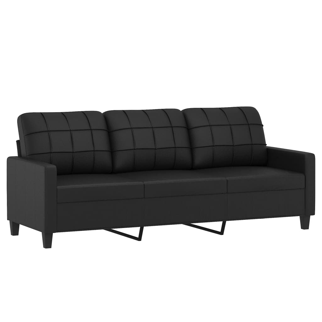 3-Sitzer-Sofa mit Zierkissen Schwarz 180 cm Kunstleder