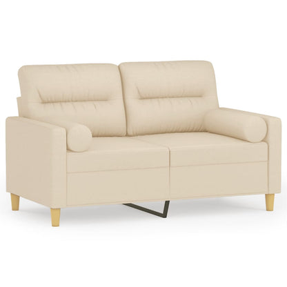 2-Sitzer-Sofa mit Zierkissen Creme 120 cm Stoff