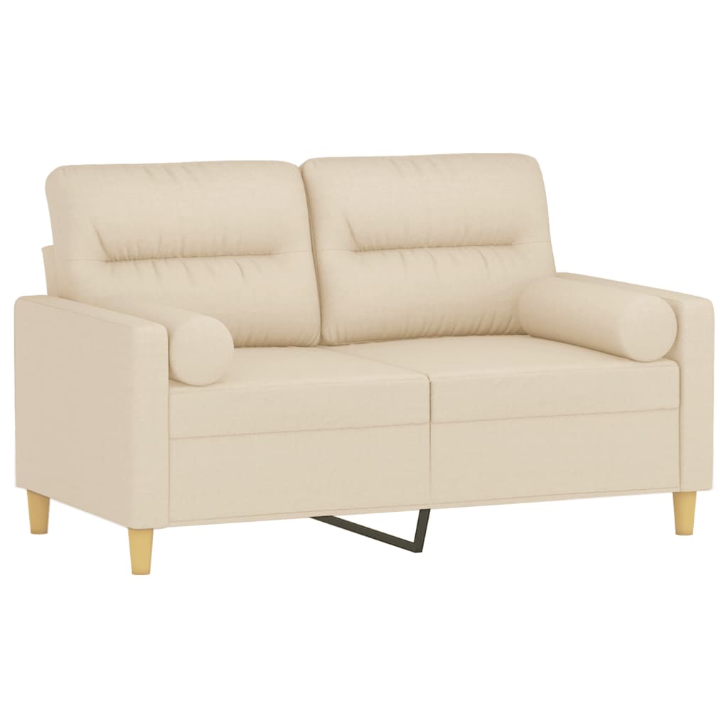 2-Sitzer-Sofa mit Zierkissen Creme 120 cm Stoff