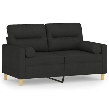 2-Sitzer-Sofa mit Zierkissen Schwarz 120 cm Stoff