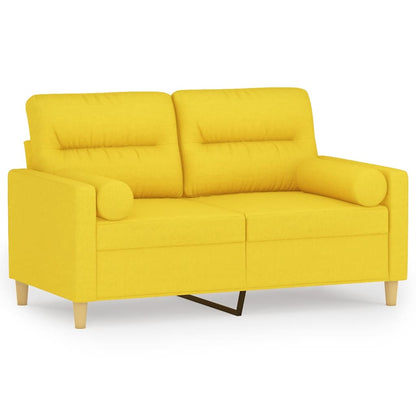 2-Sitzer-Sofa mit Zierkissen Hellgelb 120 cm Stoff