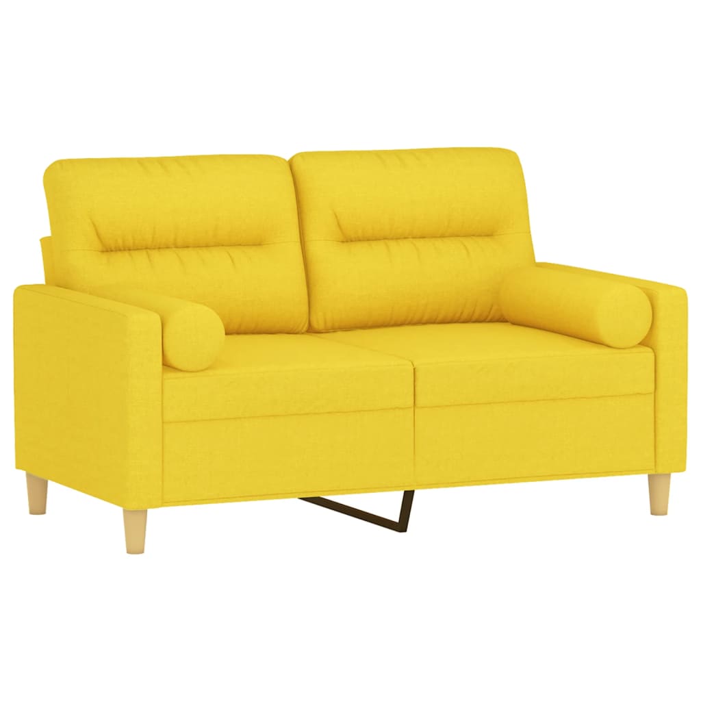 2-Sitzer-Sofa mit Zierkissen Hellgelb 120 cm Stoff