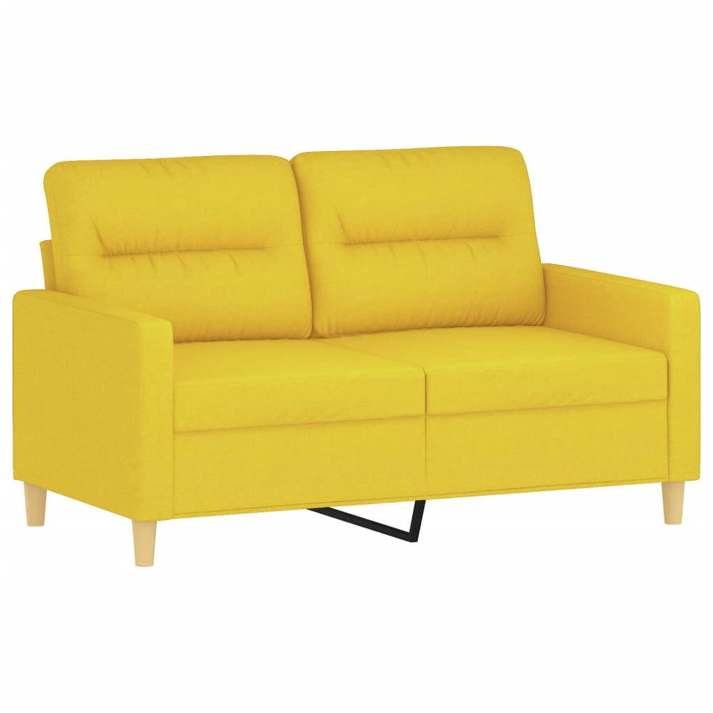 2-Sitzer-Sofa mit Zierkissen Hellgelb 120 cm Stoff