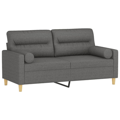 2-Sitzer-Sofa mit Zierkissen Dunkelgrau 140 cm Stoff