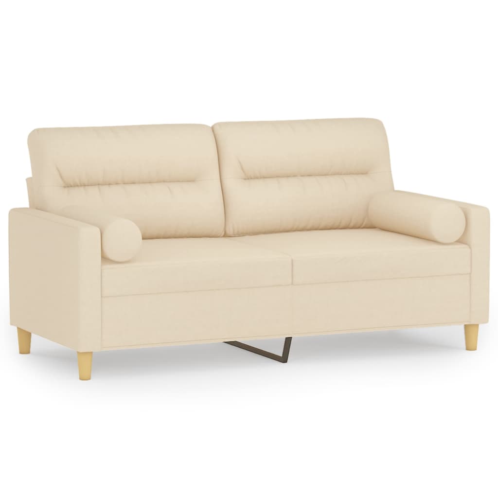 2-Sitzer-Sofa mit Zierkissen Creme 140 cm Stoff