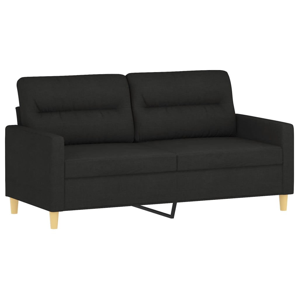 2-Sitzer-Sofa mit Zierkissen Schwarz 140 cm Stoff