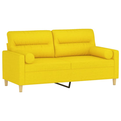 2-Sitzer-Sofa mit Zierkissen Hellgelb 140 cm Stoff