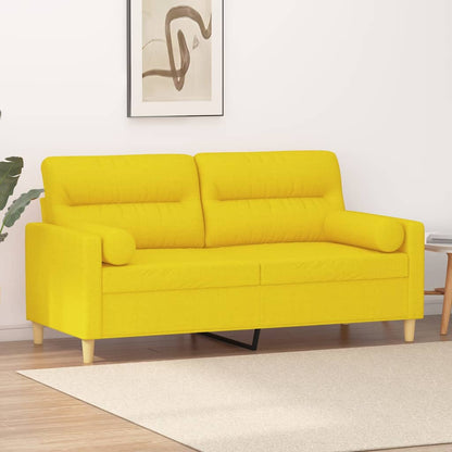 2-Sitzer-Sofa mit Zierkissen Hellgelb 140 cm Stoff