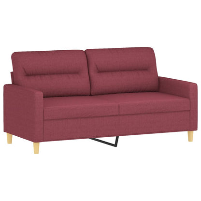 2-Sitzer-Sofa mit Zierkissen Weinrot 140 cm Stoff