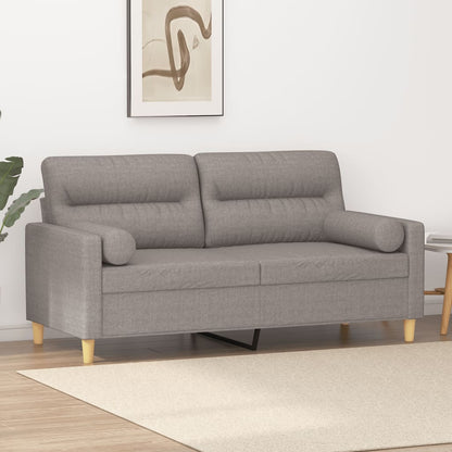 2-Sitzer-Sofa mit Zierkissen Taupe 140 cm Stoff