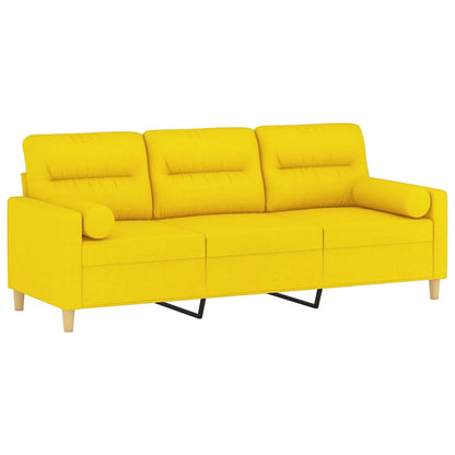 3-Sitzer-Sofa mit Zierkissen Hellgelb 180 cm Stoff