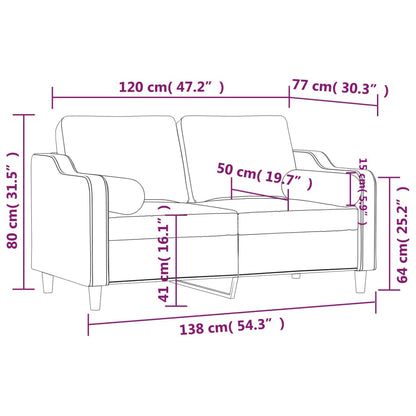 2-Sitzer-Sofa mit Zierkissen Hellgrau 120 cm Stoff