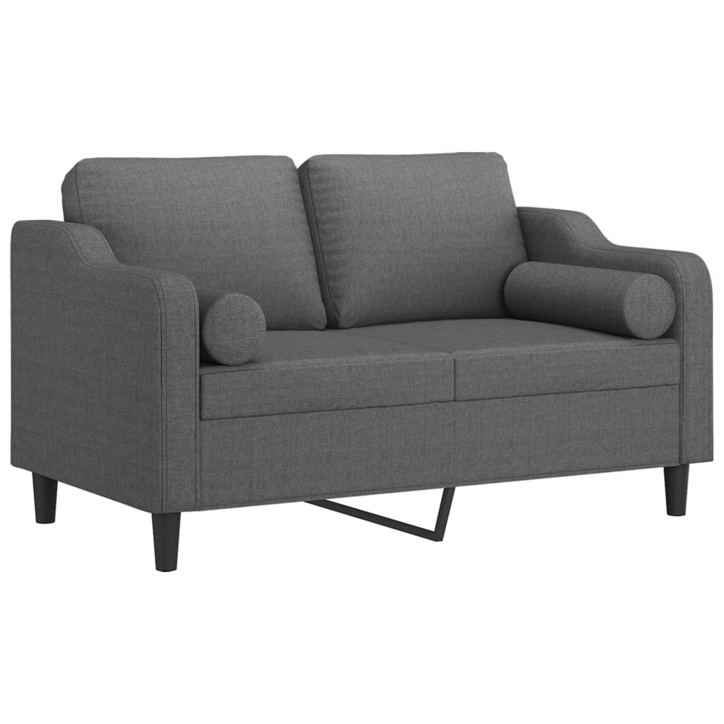 2-Sitzer-Sofa mit Zierkissen Dunkelgrau 120 cm Stoff