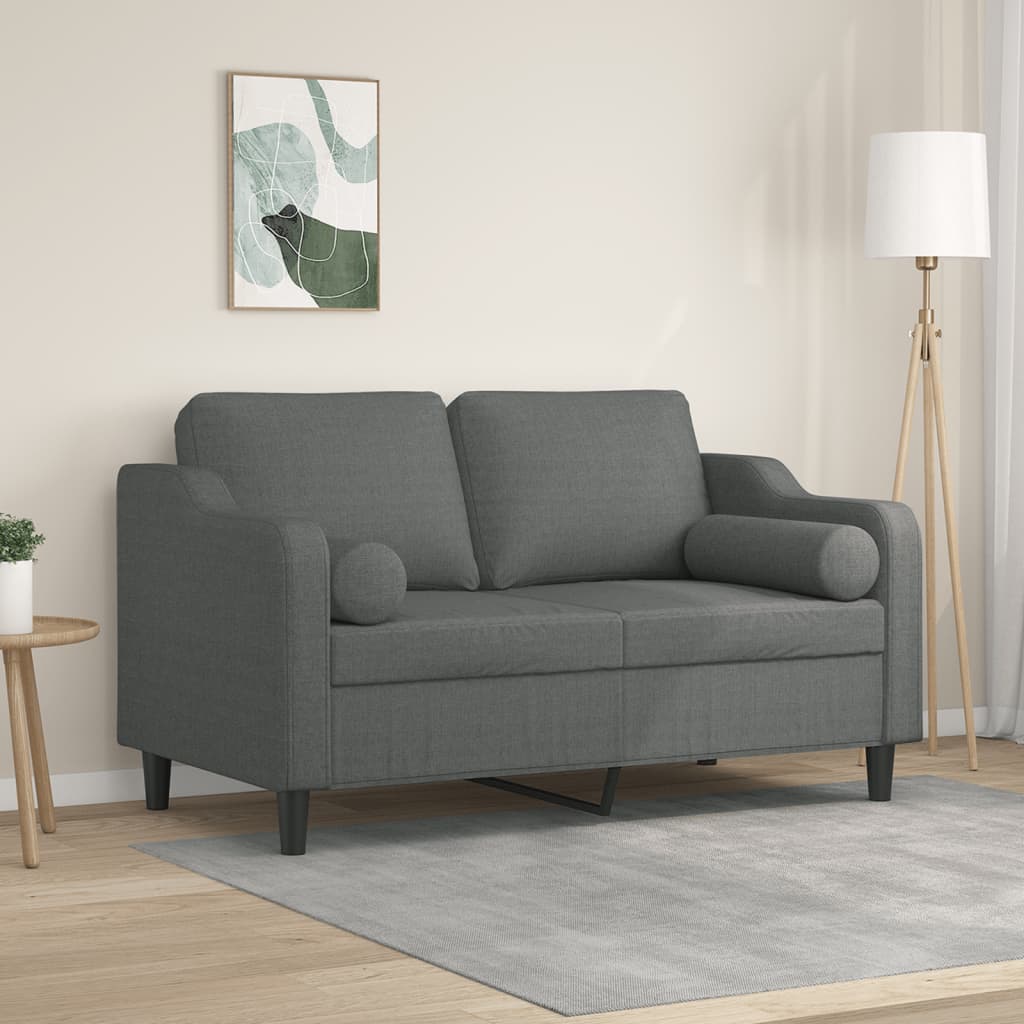 2-Sitzer-Sofa mit Zierkissen Dunkelgrau 120 cm Stoff