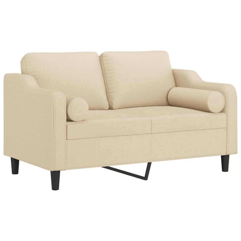 2-Sitzer-Sofa mit Zierkissen Creme 120 cm Stoff