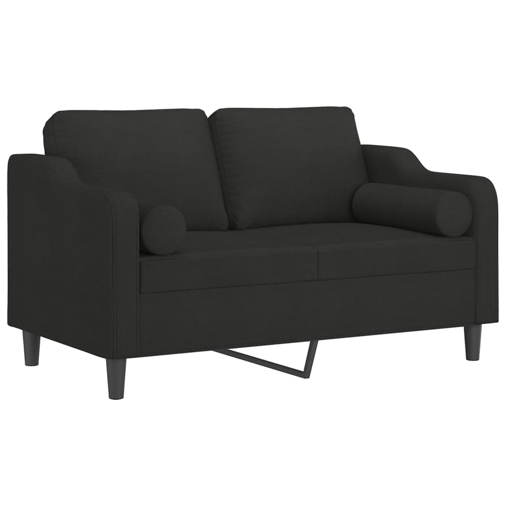 2-Sitzer-Sofa mit Zierkissen Schwarz 120 cm Stoff