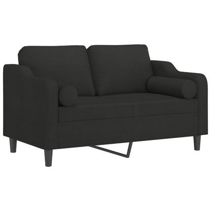 2-Sitzer-Sofa mit Zierkissen Schwarz 120 cm Stoff