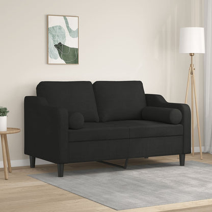 2-Sitzer-Sofa mit Zierkissen Schwarz 120 cm Stoff