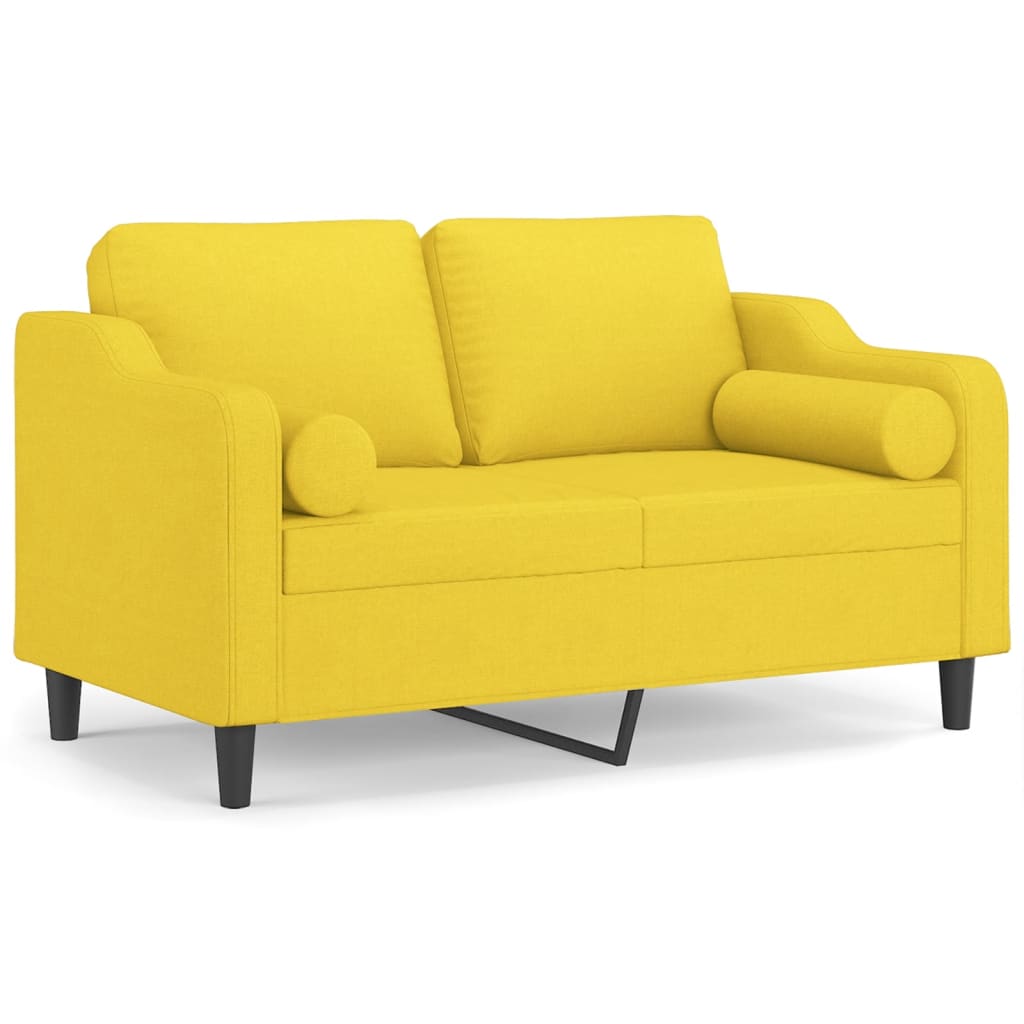 2-Sitzer-Sofa mit Zierkissen Hellgelb 120 cm Stoff