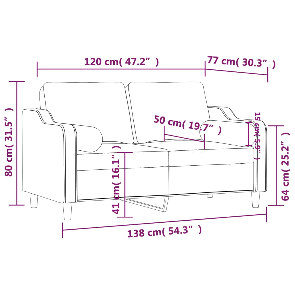 2-Sitzer-Sofa mit Zierkissen Hellgelb 120 cm Stoff