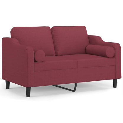 2-Sitzer-Sofa mit Zierkissen Weinrot 120 cm Stoff