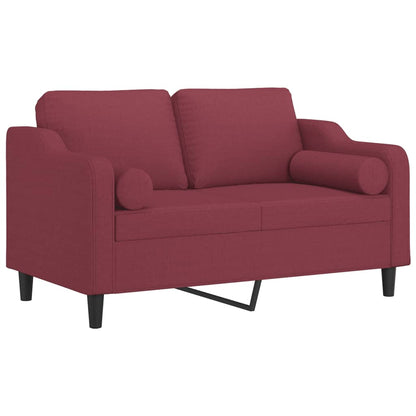 2-Sitzer-Sofa mit Zierkissen Weinrot 120 cm Stoff