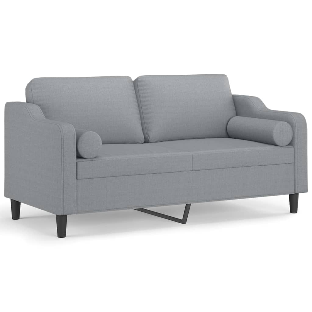 2-Sitzer-Sofa mit Zierkissen Hellgrau 140 cm Stoff