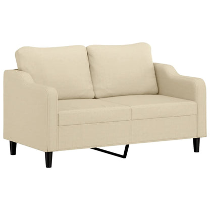 2-Sitzer-Sofa mit Zierkissen Creme 140 cm Stoff