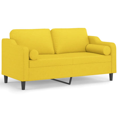 2-Sitzer-Sofa mit Zierkissen Hellgelb 140 cm Stoff