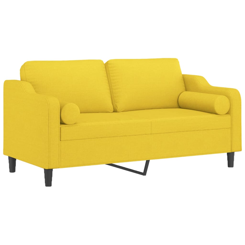 2-Sitzer-Sofa mit Zierkissen Hellgelb 140 cm Stoff