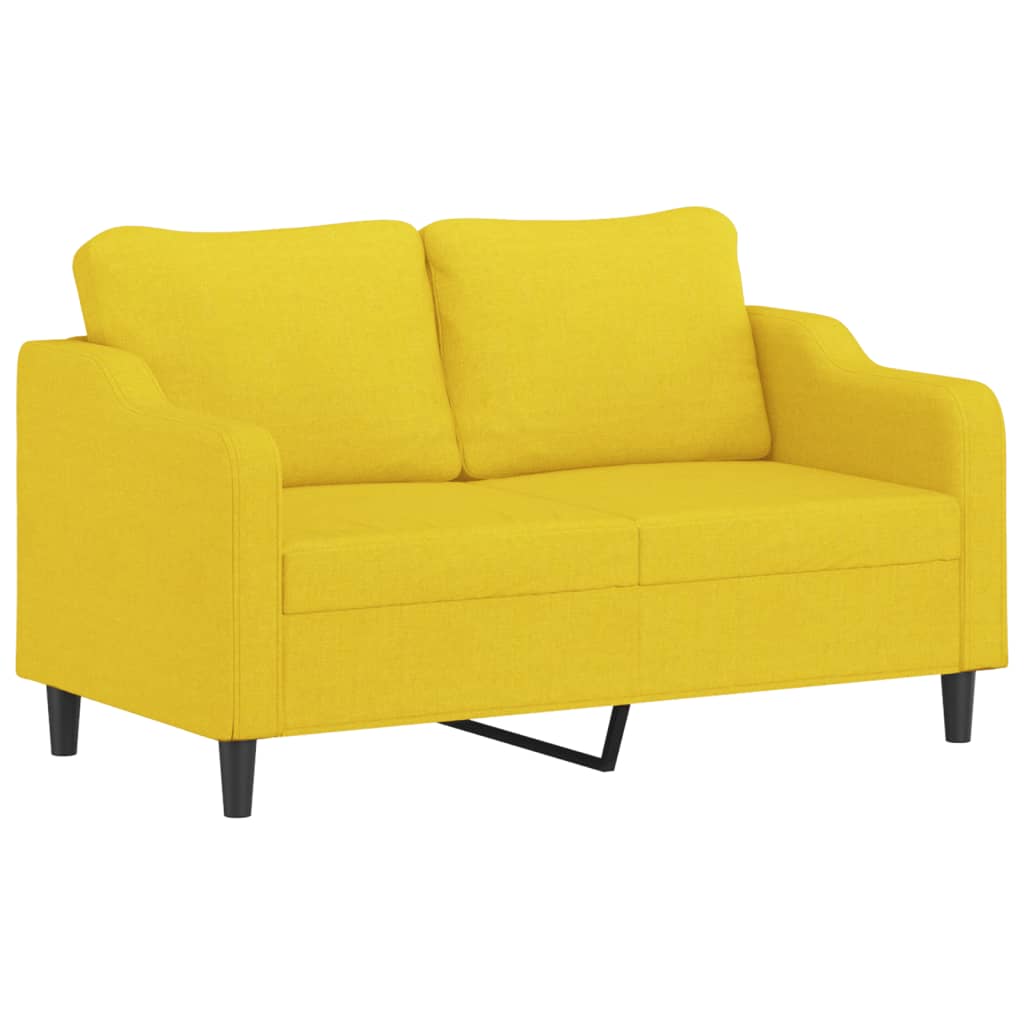 2-Sitzer-Sofa mit Zierkissen Hellgelb 140 cm Stoff