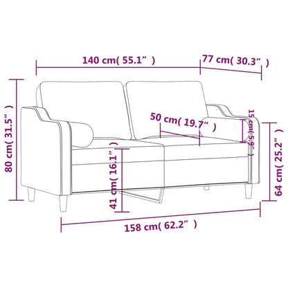 2-Sitzer-Sofa mit Zierkissen Hellgelb 140 cm Stoff