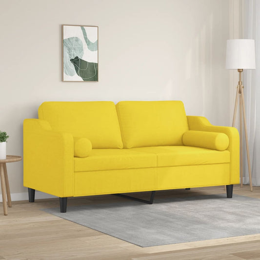 2-Sitzer-Sofa mit Zierkissen Hellgelb 140 cm Stoff