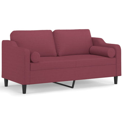 2-Sitzer-Sofa mit Zierkissen Weinrot 140 cm Stoff