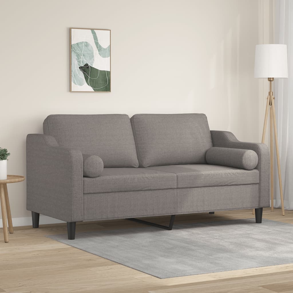 2-Sitzer-Sofa mit Zierkissen Taupe 140 cm Stoff