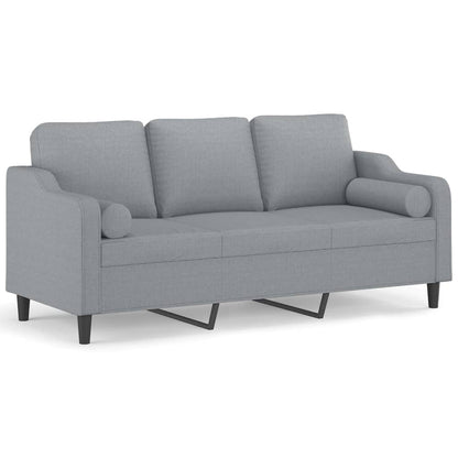 3-Sitzer-Sofa mit Zierkissen Hellgrau 180 cm Stoff